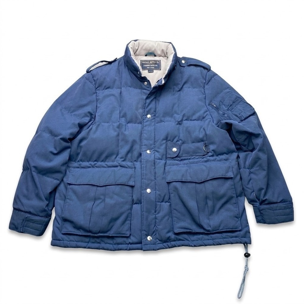 Vintage Camel Goose Down Puffer Jacket Mens XXL Blue Quilted Parka Winter Coat